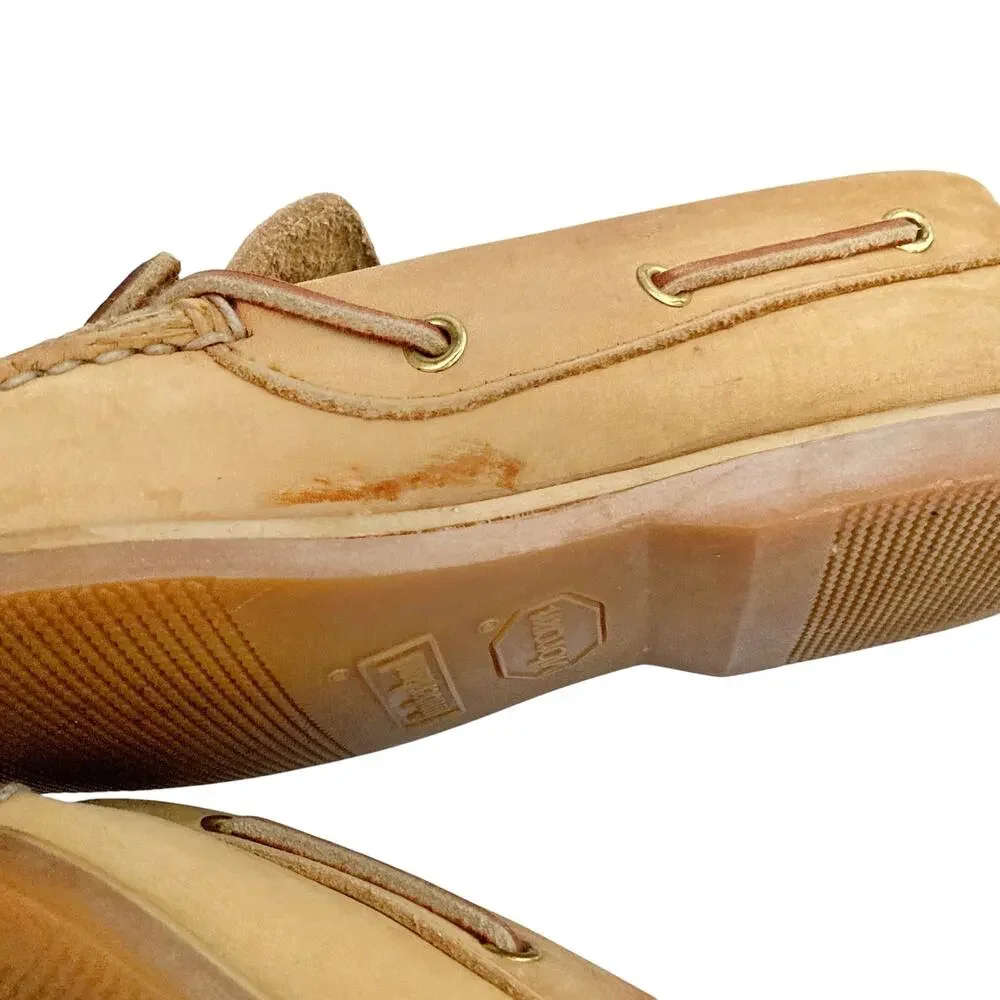 Timberland Tan Nubuck Leather Boat Shoes Coastal Prep Summer Dock Shoes Loafers